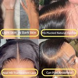 200 Density Straight Human Hair Lace Frontal Wig 13x6 Transparent Lace Frontal Human Hair Wigs 42 Inch Preplucked Wigs For Women