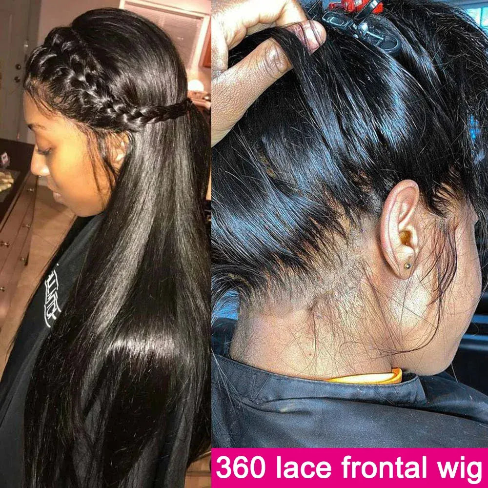 200 Density Straight Human Hair Lace Frontal Wig 13x6 Transparent Lace Frontal Human Hair Wigs 42 Inch Preplucked Wigs For Women