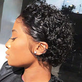 200% Pixie Cut Wigs Human Hair Short Curly Lace Front Human Hair Wigs For Women Water Wave Bob Wig 13x1 Transparent Lace Wigs