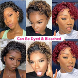 200% Pixie Cut Wigs Human Hair Short Curly Lace Front Human Hair Wigs For Women Water Wave Bob Wig 13x1 Transparent Lace Wigs