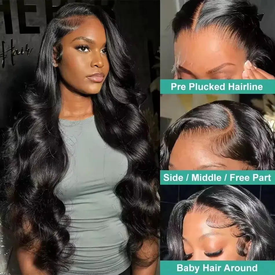 200% Real Density Body Wave 13x6 HD Transparent Lace Frontal Wigs For Women ≥98% Human Hair Wig 13x4 360 Pre Plucked Lace Front