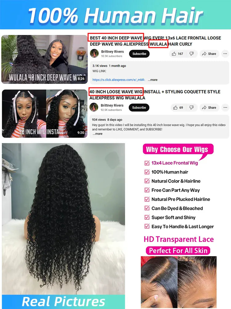 200% Real Density Water Deep Wave Lace Front Wig 13x6 Hd Lace Frontal Wig 13x4 Curly Human Hair Wigs For Women 360 Pre Plucked