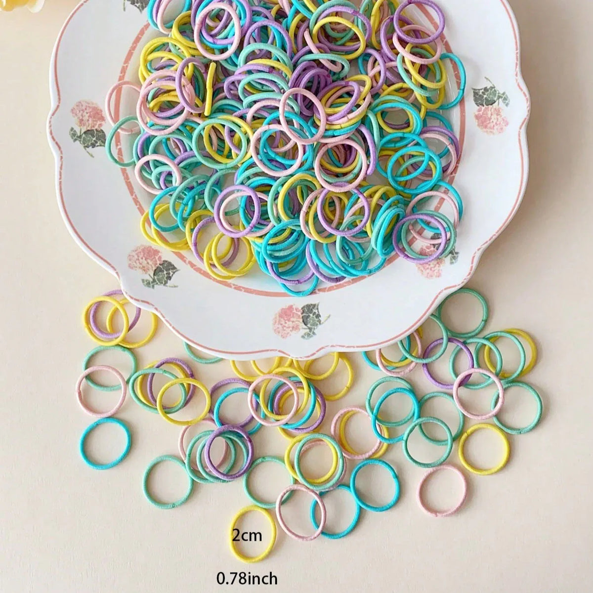 200Pcs/Bag Mix Color Cute Cartoon Elastic Hair Bands Lovely Srunchies Rubber Bands Kid Hair Accessories Set  OPP Bag Packing