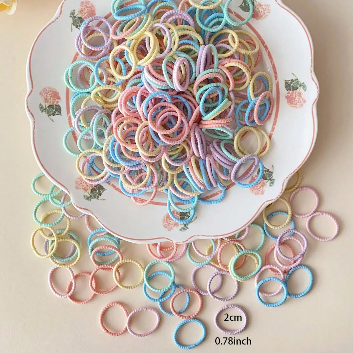 200Pcs/Bag Mix Color Cute Cartoon Elastic Hair Bands Lovely Srunchies Rubber Bands Kid Hair Accessories Set  OPP Bag Packing
