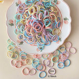 200Pcs/Bag Mix Color Cute Cartoon Elastic Hair Bands Lovely Srunchies Rubber Bands Kid Hair Accessories Set  OPP Bag Packing