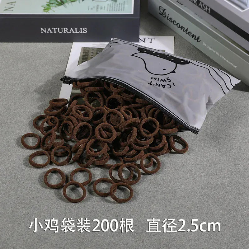 200Pcs Children's Hair Band Headgear Baby Rubber Band Women's Tie Head Girls' Headband High Elasticity Rope Hair Accessories