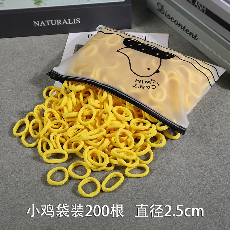 200Pcs Children's Hair Band Headgear Baby Rubber Band Women's Tie Head Girls' Headband High Elasticity Rope Hair Accessories