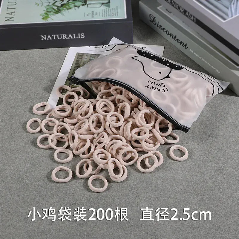 200Pcs Children's Hair Band Headgear Baby Rubber Band Women's Tie Head Girls' Headband High Elasticity Rope Hair Accessories