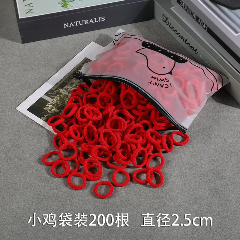 200Pcs Children's Hair Band Headgear Baby Rubber Band Women's Tie Head Girls' Headband High Elasticity Rope Hair Accessories