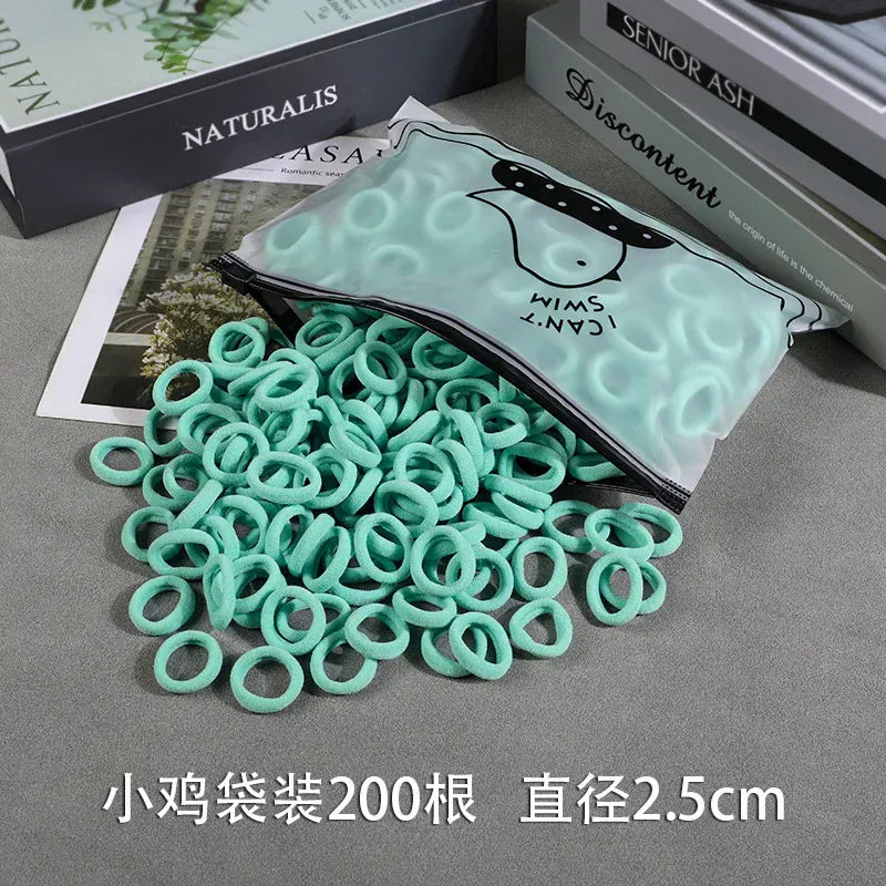 200Pcs Children's Hair Band Headgear Baby Rubber Band Women's Tie Head Girls' Headband High Elasticity Rope Hair Accessories