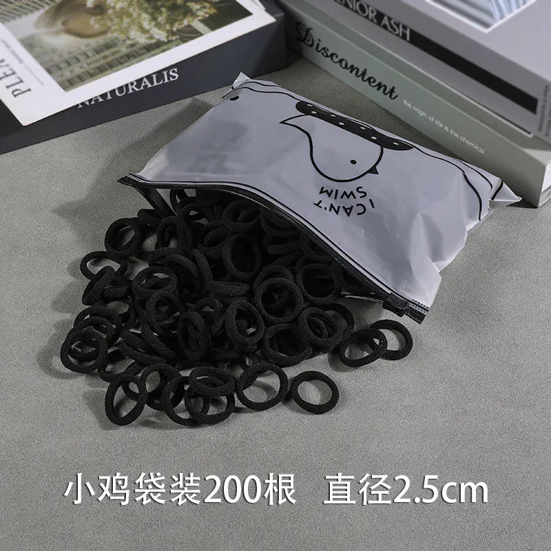 200Pcs Children's Hair Band Headgear Baby Rubber Band Women's Tie Head Girls' Headband High Elasticity Rope Hair Accessories