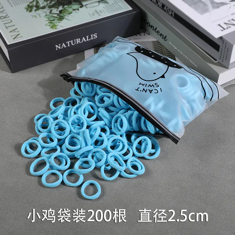 200Pcs Children's Hair Band Headgear Baby Rubber Band Women's Tie Head Girls' Headband High Elasticity Rope Hair Accessories