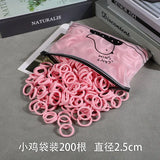 200Pcs Children's Hair Band Headgear Baby Rubber Band Women's Tie Head Girls' Headband High Elasticity Rope Hair Accessories
