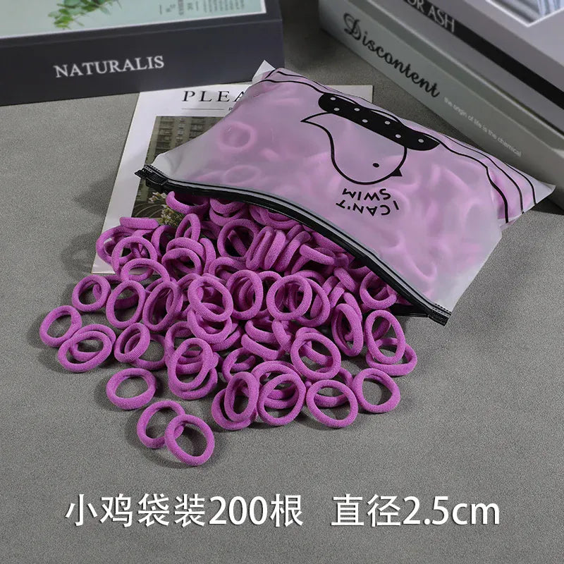 200Pcs Children's Hair Band Headgear Baby Rubber Band Women's Tie Head Girls' Headband High Elasticity Rope Hair Accessories