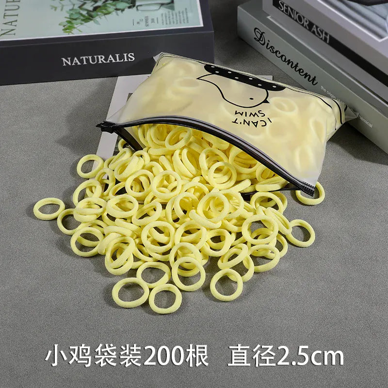 200Pcs Children's Hair Band Headgear Baby Rubber Band Women's Tie Head Girls' Headband High Elasticity Rope Hair Accessories