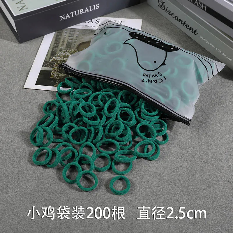200Pcs Children's Hair Band Headgear Baby Rubber Band Women's Tie Head Girls' Headband High Elasticity Rope Hair Accessories