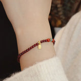2026 3MM Garnet Bracelet with Aqua Jade & Agate, Gold Plated Stackable Beaded Bracelets for Women, Healing Crystal Gift 1420
