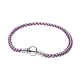2026 New 925 Silver Colored Rope Weaving Logo Gold Pearl Adjustable Bracelet Display Tool DIY Exquisite Charm Jewelry Gift