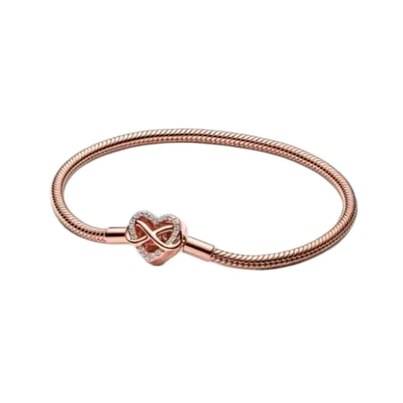 2026 New 925 Silver Colored Rope Weaving Logo Gold Pearl Adjustable Bracelet Display Tool DIY Exquisite Charm Jewelry Gift