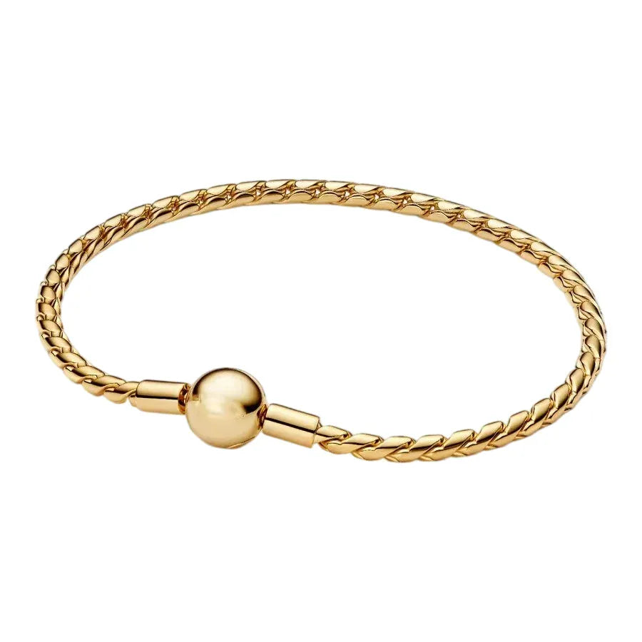 2026 New 925 Silver Colored Rope Weaving Logo Gold Pearl Adjustable Bracelet Display Tool DIY Exquisite Charm Jewelry Gift