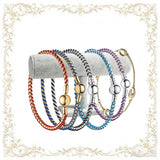 2026 New 925 Silver Colored Rope Weaving Logo Gold Pearl Adjustable Bracelet Display Tool DIY Exquisite Charm Jewelry Gift