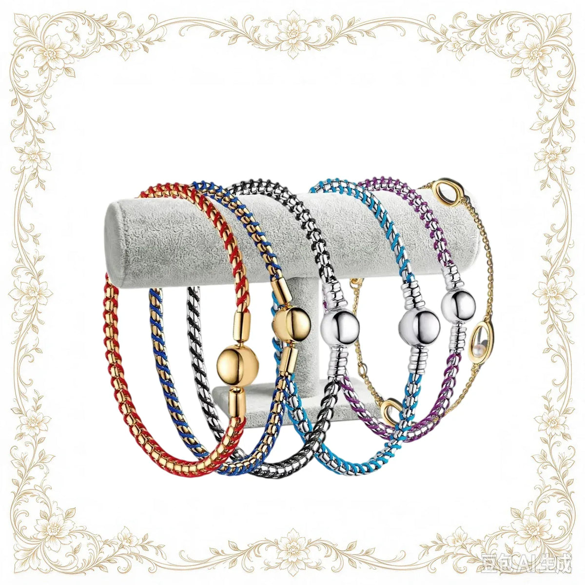 2026 New 925 Silver Colored Rope Weaving Logo Gold Pearl Adjustable Bracelet Display Tool DIY Exquisite Charm Jewelry Gift