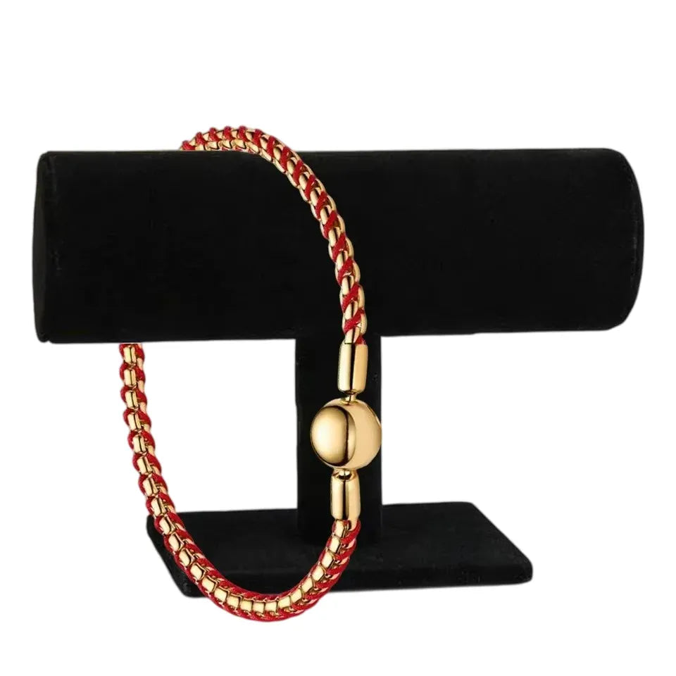 2026 New 925 Silver Colored Rope Weaving Logo Gold Pearl Adjustable Bracelet Display Tool DIY Exquisite Charm Jewelry Gift