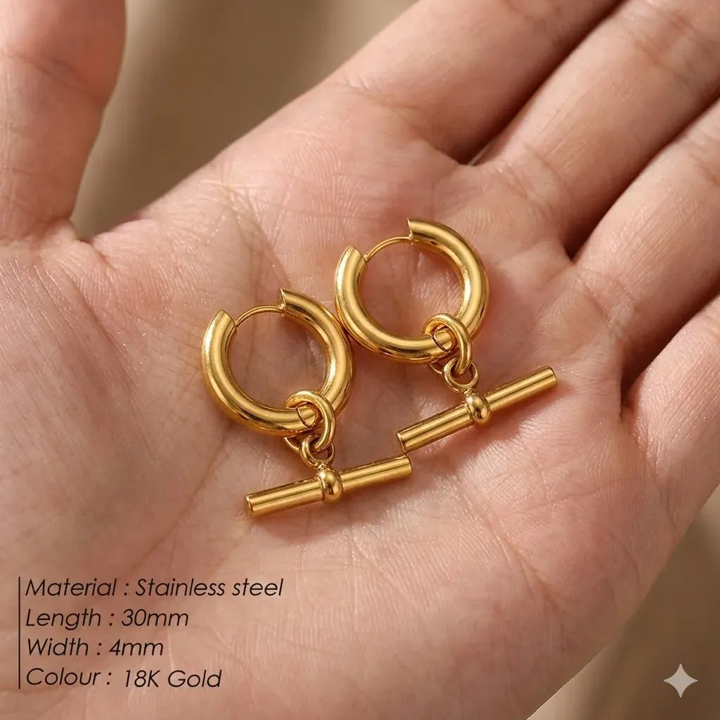 2026 New Retro Stainless Steel Double Layer Earrings Exaggerated Punk Rock Style Personalized Jewelry for Women