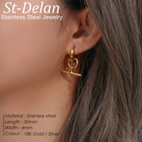 2026 New Retro Stainless Steel Double Layer Earrings Exaggerated Punk Rock Style Personalized Jewelry for Women