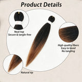 20Inch Synthetic 5PCS  Pre Stretched Braiding Ombre Hair Extension for Black Women Yaki Straight EZ Braid Hair Piece