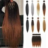 20Inch Synthetic 5PCS  Pre Stretched Braiding Ombre Hair Extension for Black Women Yaki Straight EZ Braid Hair Piece