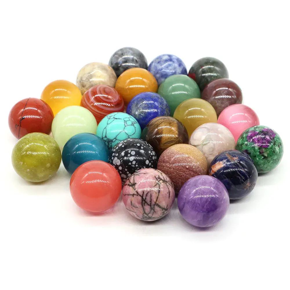 20mm Round Balls Natural Stone Sphere Healing Crystal Amethyst Energy Gems Globe for Jewelry Making DIY Necklace Home Decoration