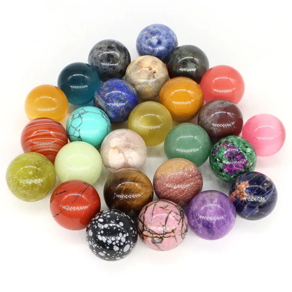 20mm Round Balls Natural Stone Sphere Healing Crystal Amethyst Energy Gems Globe for Jewelry Making DIY Necklace Home Decoration