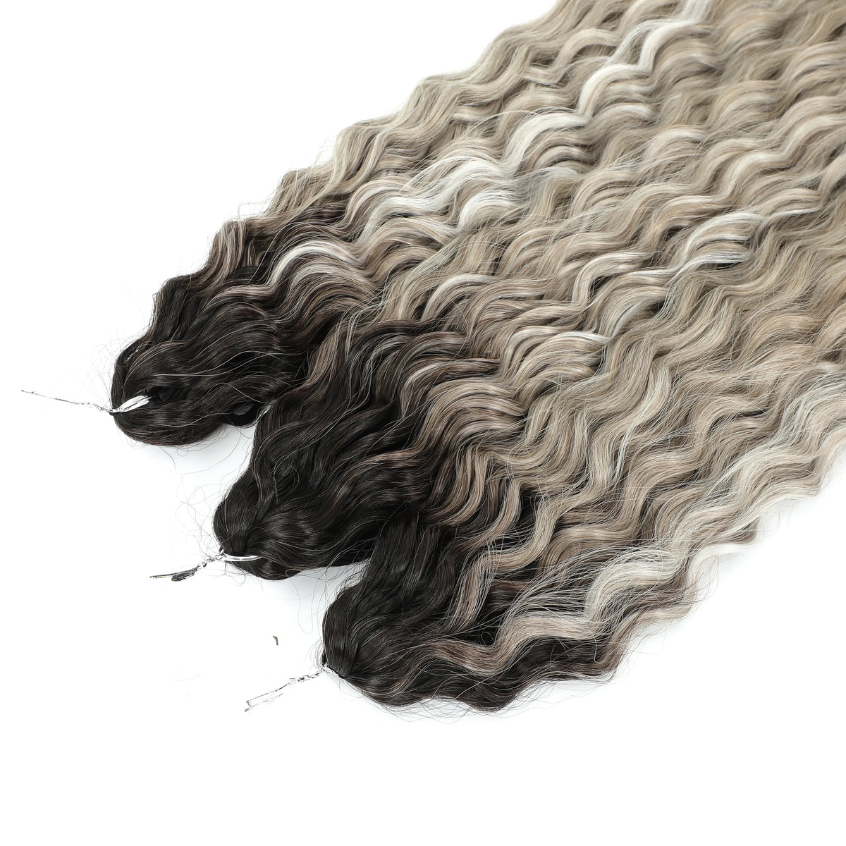 22" 300g Curl Crochet Hair Ombre Grey Orange Blonde Synthetic Water Wave Twist Crochet Hair Afro Curls Braiding Hair Extension