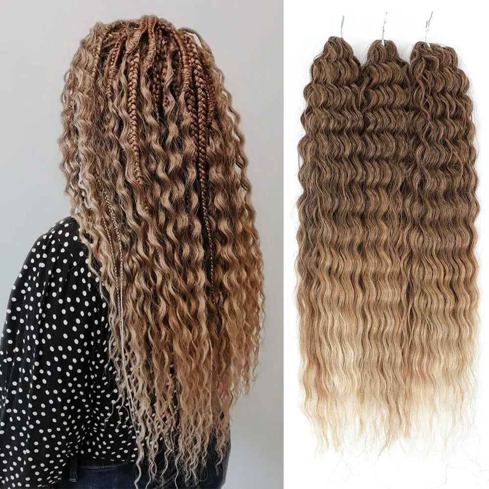 22" 300g Curl Crochet Hair Ombre Grey Orange Blonde Synthetic Water Wave Twist Crochet Hair Afro Curls Braiding Hair Extension