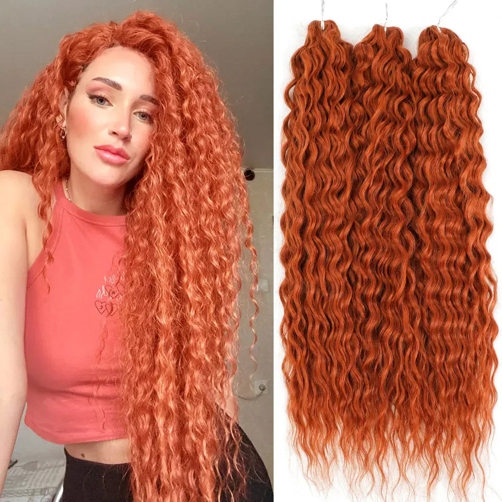 22" 300g Curl Crochet Hair Ombre Grey Orange Blonde Synthetic Water Wave Twist Crochet Hair Afro Curls Braiding Hair Extension