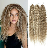22" 300g Curl Crochet Hair Ombre Grey Orange Blonde Synthetic Water Wave Twist Crochet Hair Afro Curls Braiding Hair Extension