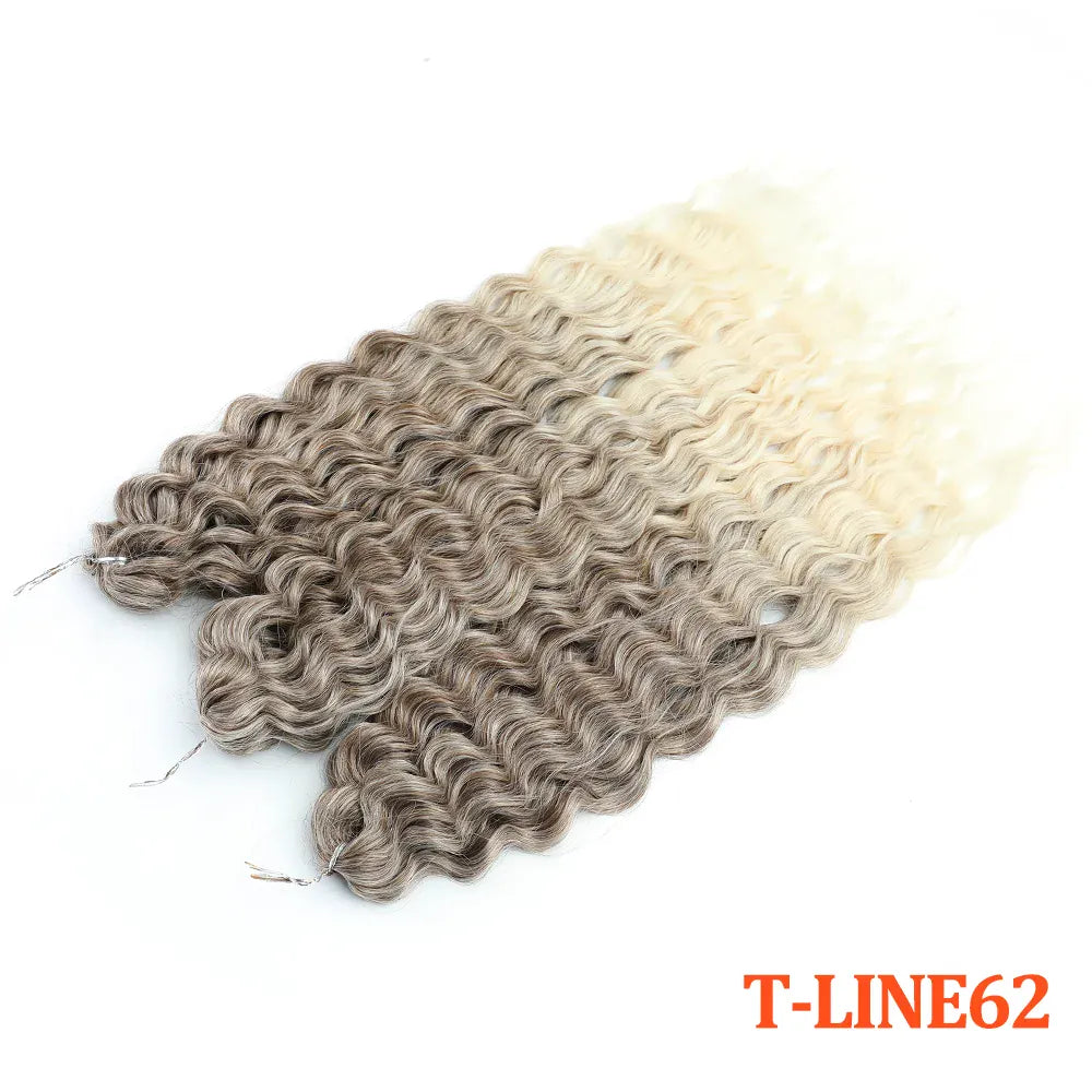 22" 300g Curl Crochet Hair Ombre Grey Orange Blonde Synthetic Water Wave Twist Crochet Hair Afro Curls Braiding Hair Extension