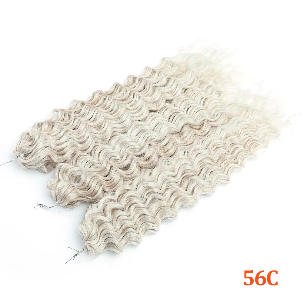 22" 300g Curl Crochet Hair Ombre Grey Orange Blonde Synthetic Water Wave Twist Crochet Hair Afro Curls Braiding Hair Extension