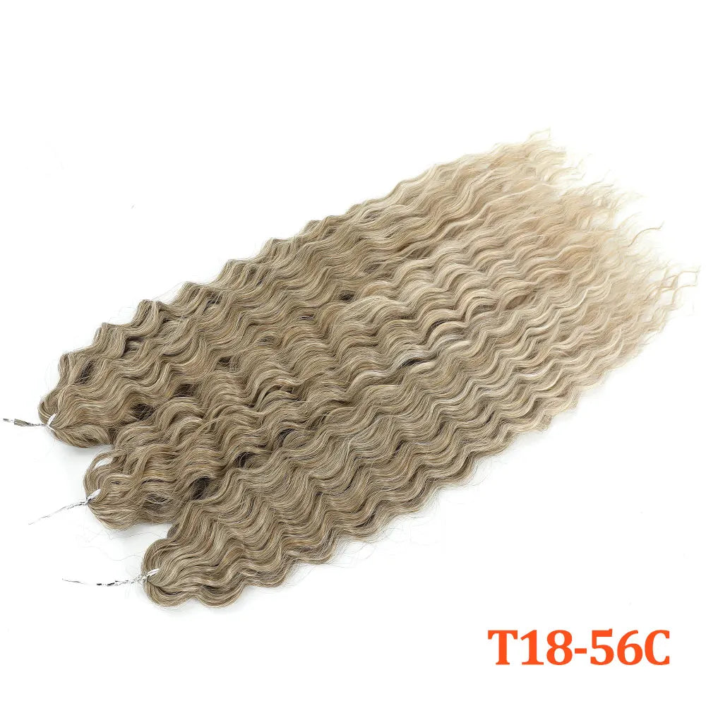 22" 300g Curl Crochet Hair Ombre Grey Orange Blonde Synthetic Water Wave Twist Crochet Hair Afro Curls Braiding Hair Extension