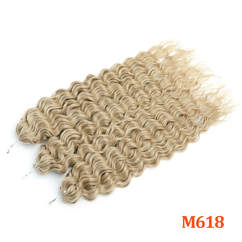 22" 300g Curl Crochet Hair Ombre Grey Orange Blonde Synthetic Water Wave Twist Crochet Hair Afro Curls Braiding Hair Extension