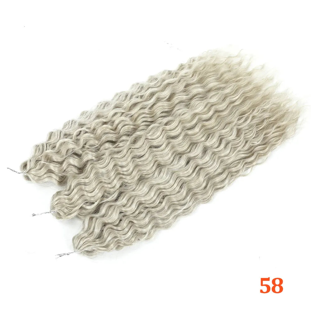 22" 300g Curl Crochet Hair Ombre Grey Orange Blonde Synthetic Water Wave Twist Crochet Hair Afro Curls Braiding Hair Extension