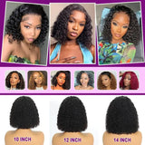 HSF Marketplace 220% curly deep wave lace front bob wig, 14–16 inch human hair with transparent lace and natural curls