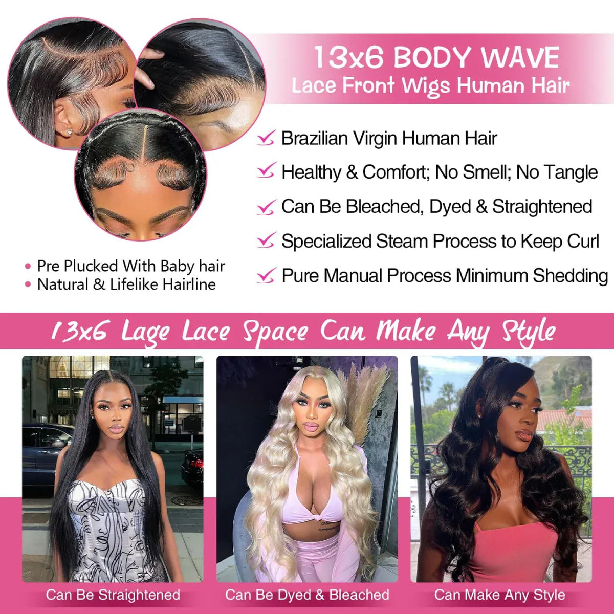220 Density Body Wave 13x6 HD Transparent Lace Front Human Hair Wigs For Women 13x4 Lace Frontal Brazilian Wigs Pre Plucked with Natural Hairline