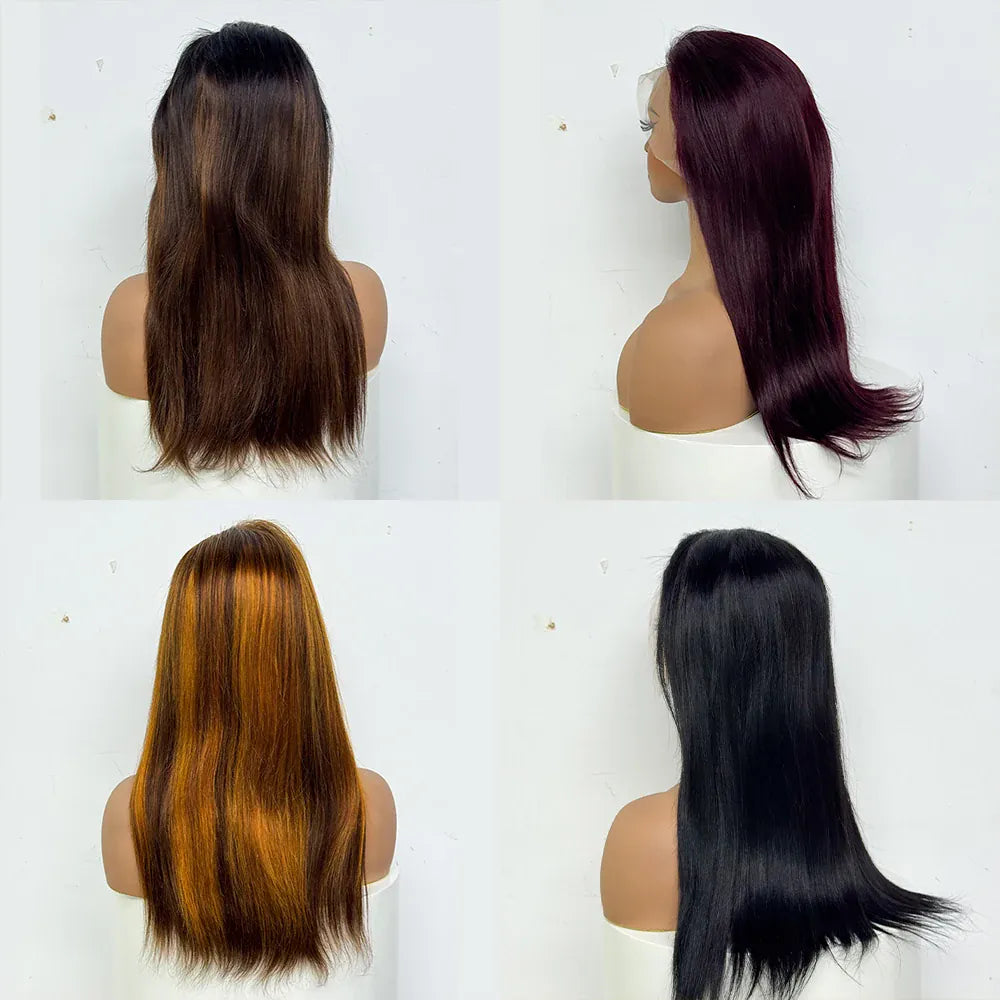 230% Density Colorful 13x4 Lace Front Wig For Black Women Brazilian Straight 13x4 Transparent Lace Frontal Wig Human Hair