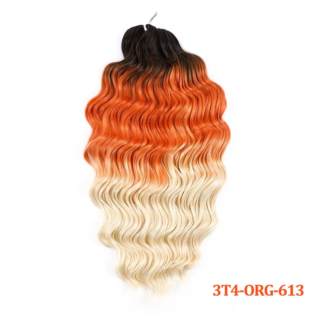 24 Inch Anna Hair Synthetic Loose Deep Wave Braiding Hair Extensions Rainbow Color Ombre Blonde Curl Twist Crochet Hair 300G