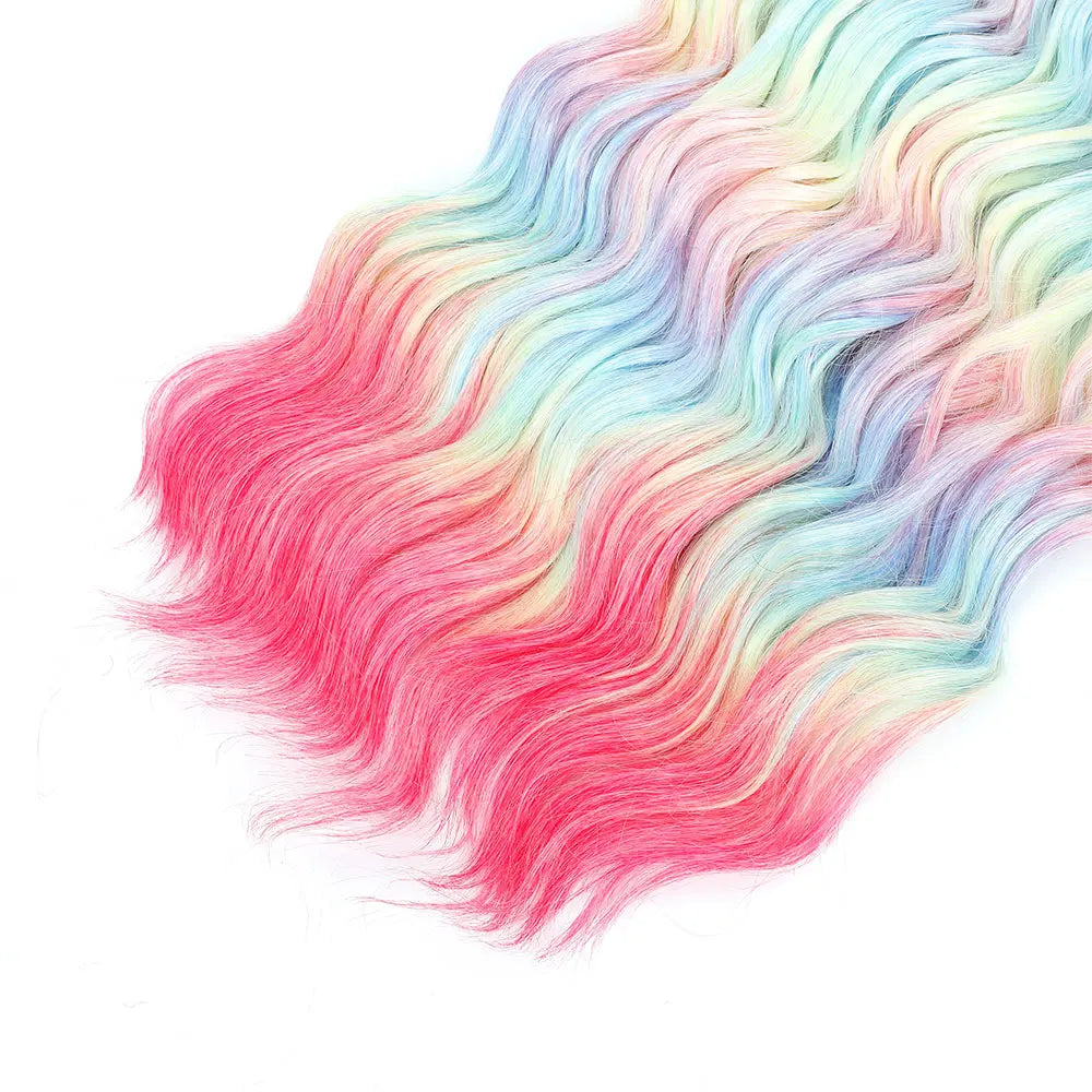24 Inch Anna Hair Synthetic Loose Deep Wave Braiding Hair Extensions Rainbow Color Ombre Blonde Curl Twist Crochet Hair 300G
