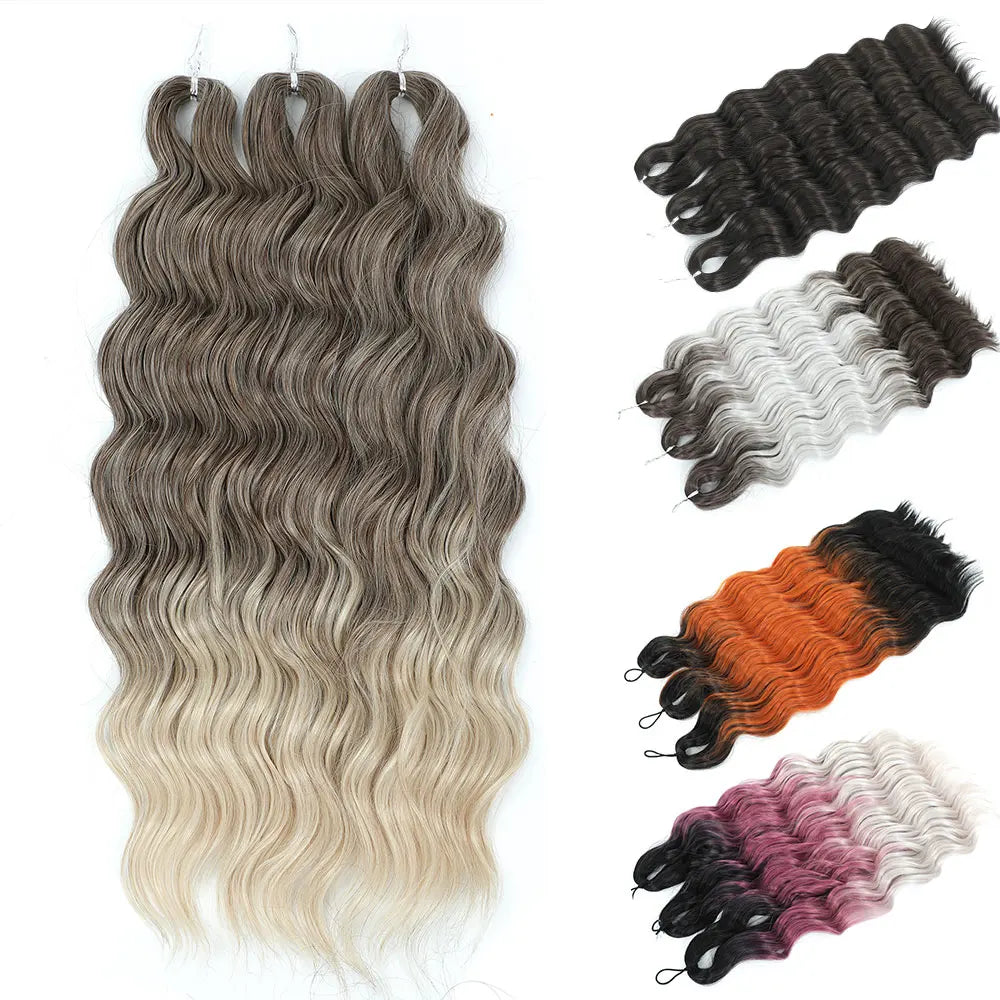 24 Inch Anna Hair Synthetic Loose Deep Wave Braiding Hair Extensions Rainbow Color Ombre Blonde Curl Twist Crochet Hair 300G