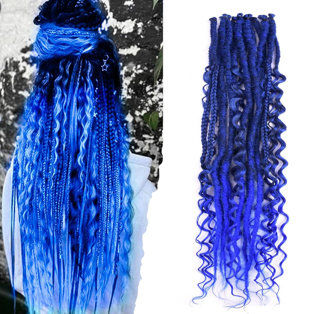 24 Inch Synthetic 16Strands/Lot SE Dreadlocs Braids Hair Extensions, 3 In 1 Mixed Hippie Style Single End Dreadslocks for Women