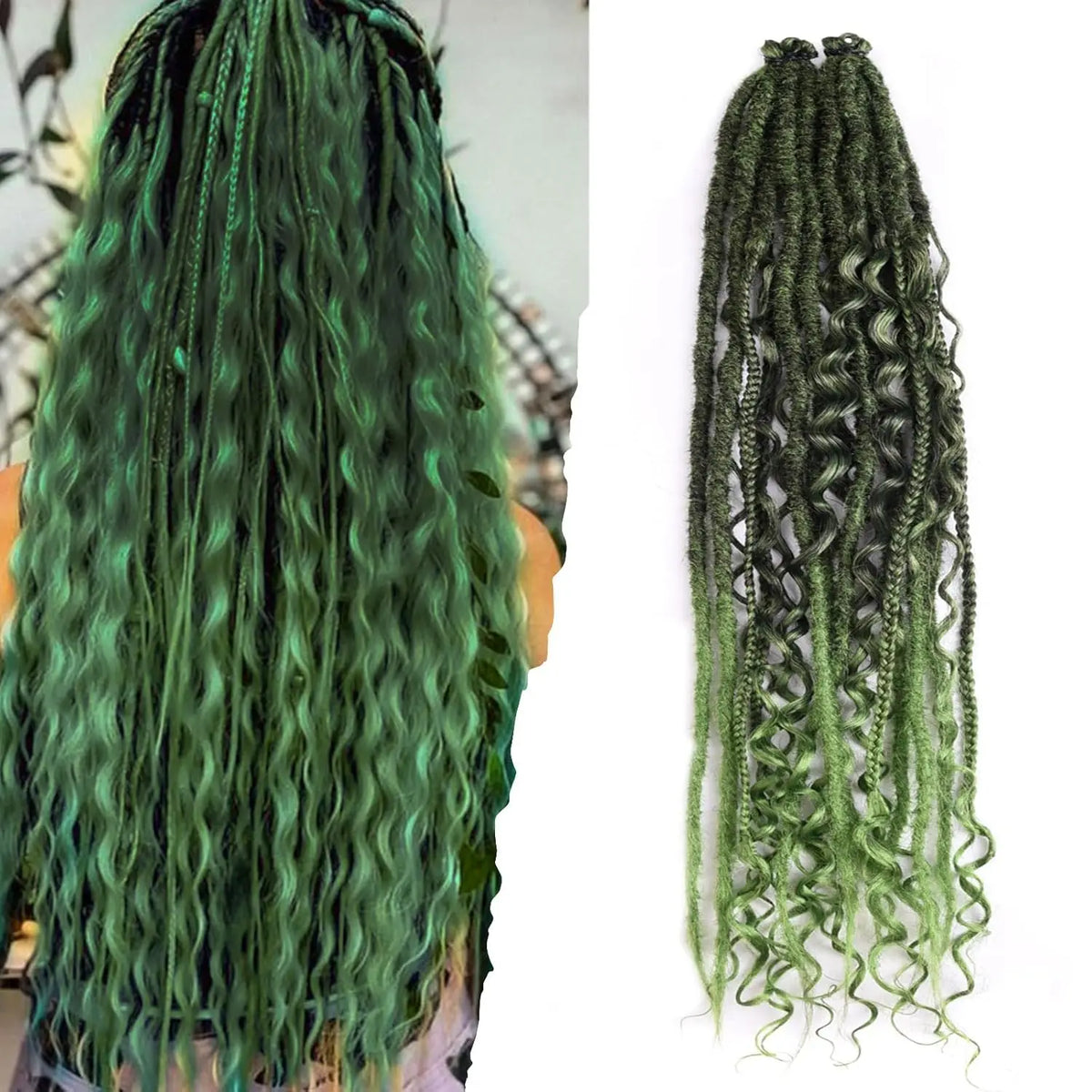 24 Inch Synthetic 16Strands/Lot SE Dreadlocs Braids Hair Extensions, 3 In 1 Mixed Hippie Style Single End Dreadslocks for Women